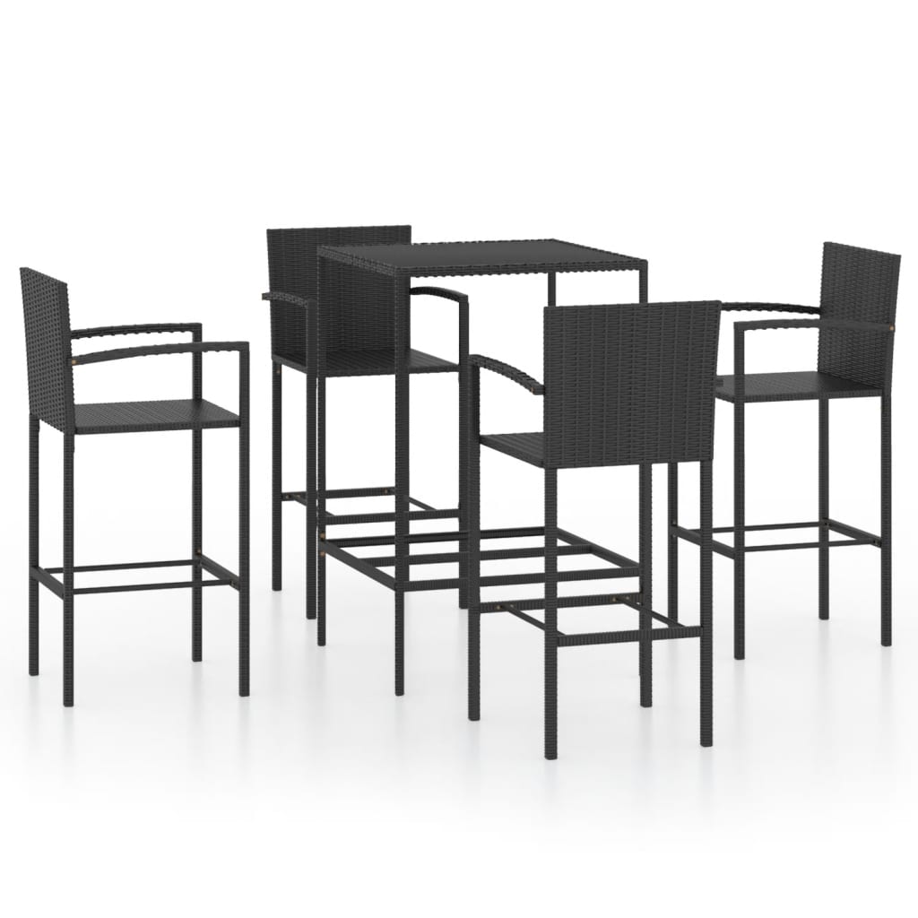 Set da Bar da Giardino 5 pz in Polyrattan Nero - homemem39