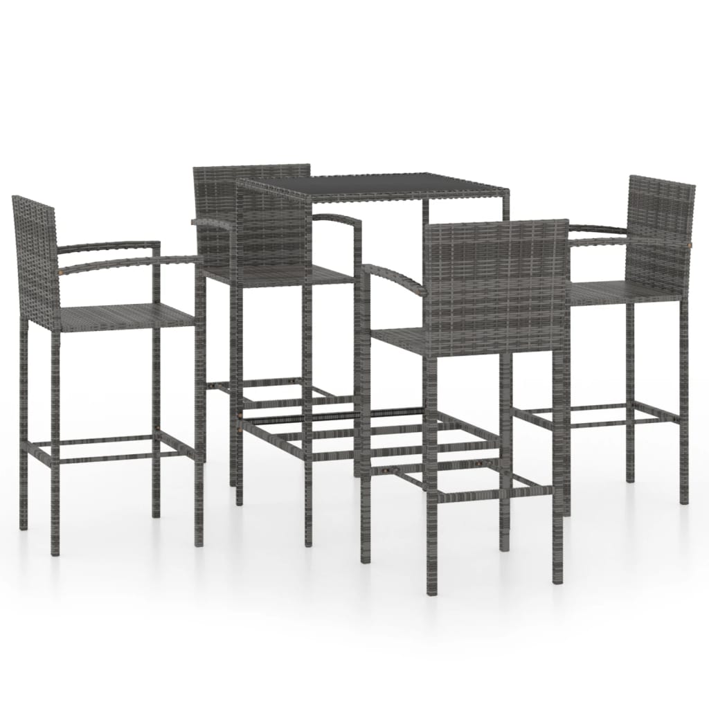 Set da Bar da Giardino 5 pz in Polyrattan Grigio - homemem39