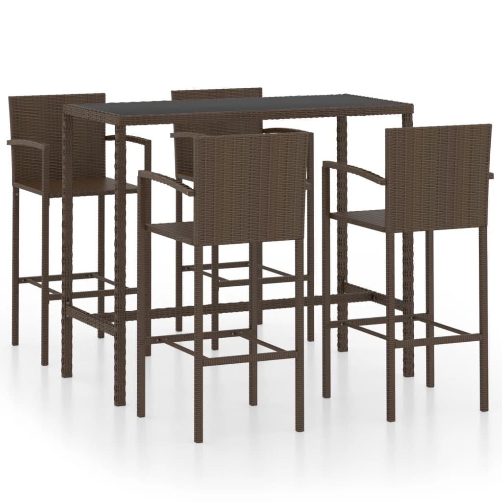 Set da Bar da Giardino 5 pz in Polyrattan Marrone - homemem39