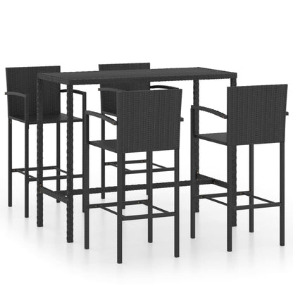 Set da Bar da Giardino 5 pz in Polyrattan Nero - homemem39