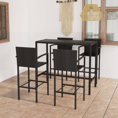 Set da Bar da Giardino 5 pz in Polyrattan Nero - homemem39