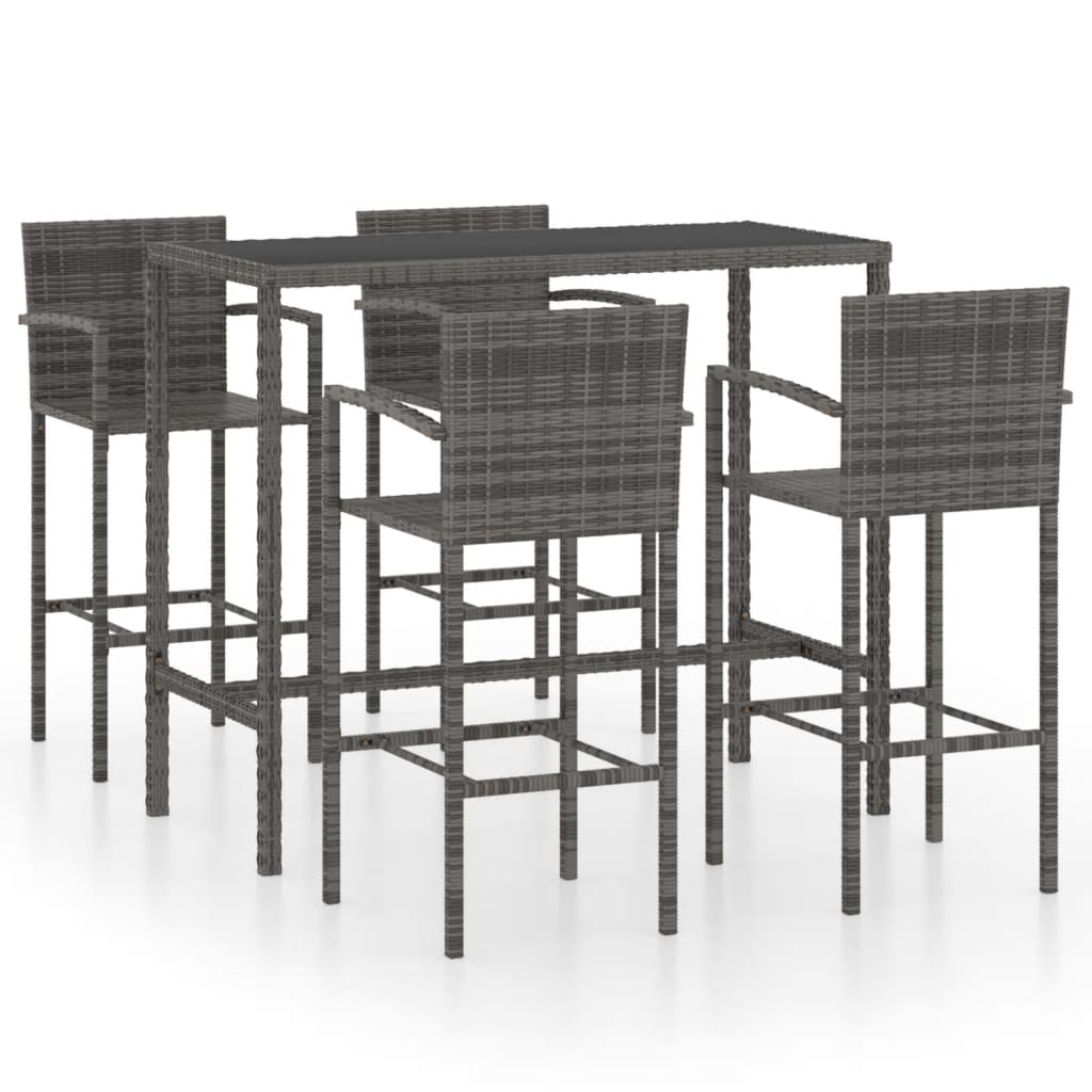 Set da Bar da Giardino 5 pz in Polyrattan Grigio - homemem39