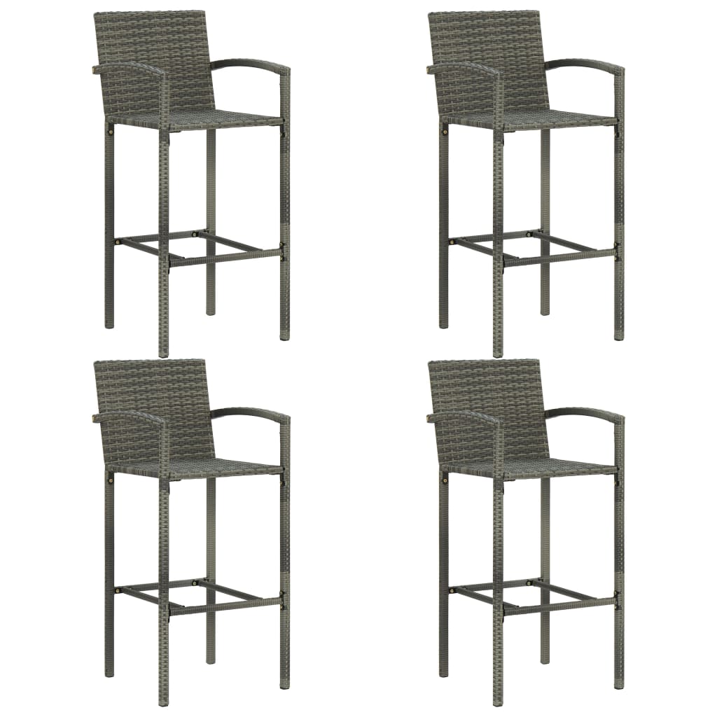 Set da Bar da Giardino 5 pz in Polyrattan Grigio - homemem39