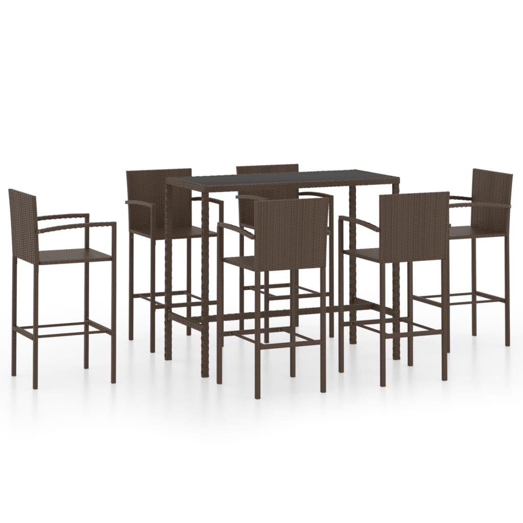 Set da Bar da Giardino 7 pz in Polyrattan Marrone - homemem39