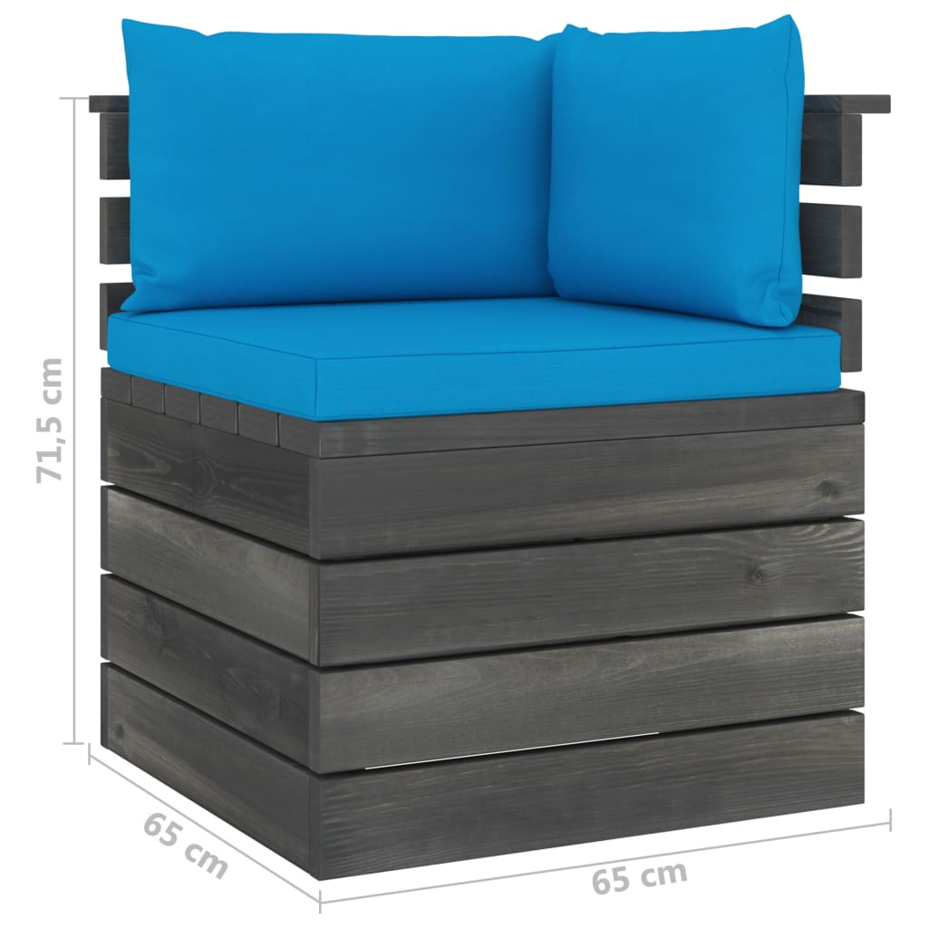 Divano Angolare da Giardino su Pallet con Cuscini Legno di Pino - homemem39