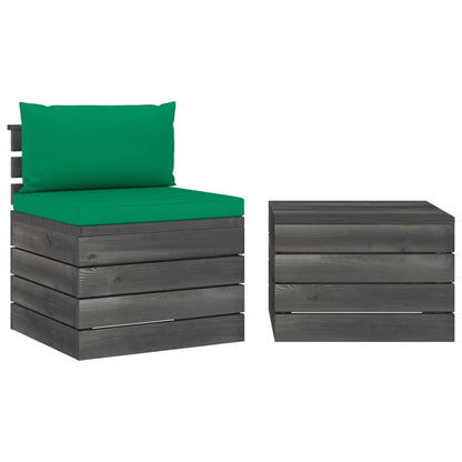 Set Divani da Giardino su Pallet 2 pz con Cuscini Massello Pino - homemem39