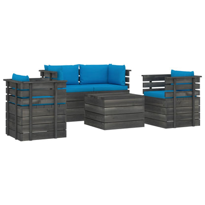 Set Divani da Giardino su Pallet 5 pz con Cuscini Massello Pino - homemem39