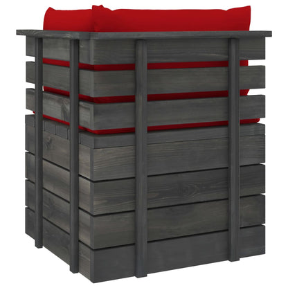 Set Divani da Giardino su Pallet 5 pz con Cuscini Massello Pino - homemem39