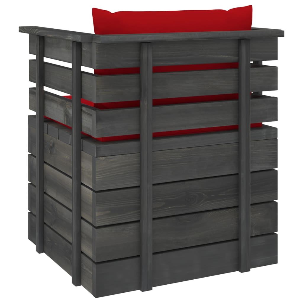 Set Divani da Giardino su Pallet 5 pz con Cuscini Massello Pino - homemem39