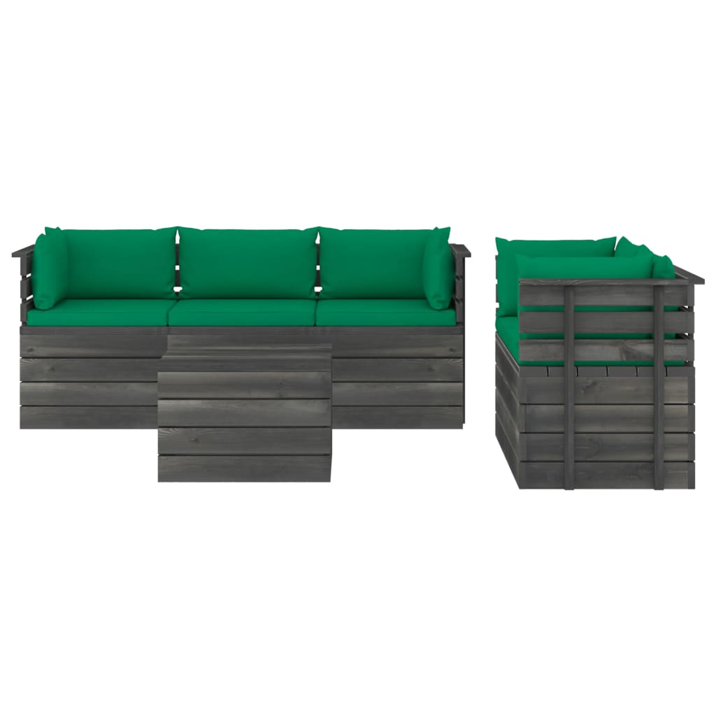 Set Divani da Giardino su Pallet 6 pz con Cuscini Massello Pino - homemem39