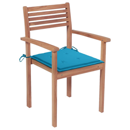 Sedie da Giardino 2 pz con Cuscini Blu in Massello di Teak - homemem39