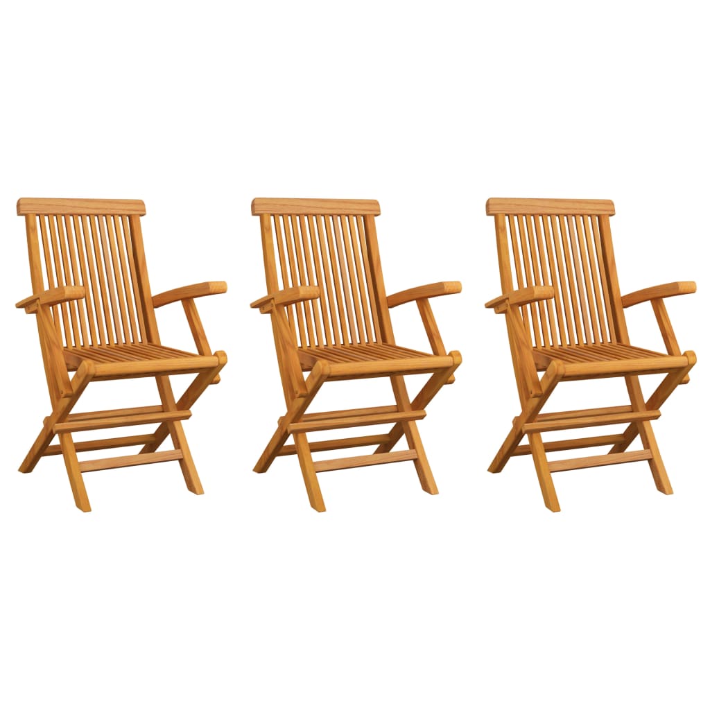 Sedie da Giardino con Cuscini Bianco Crema 3pz Massello di Teak - homemem39