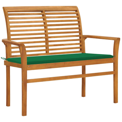 Panca da Giardino con Cuscino Verde 112 cm in Legno Teak - homemem39