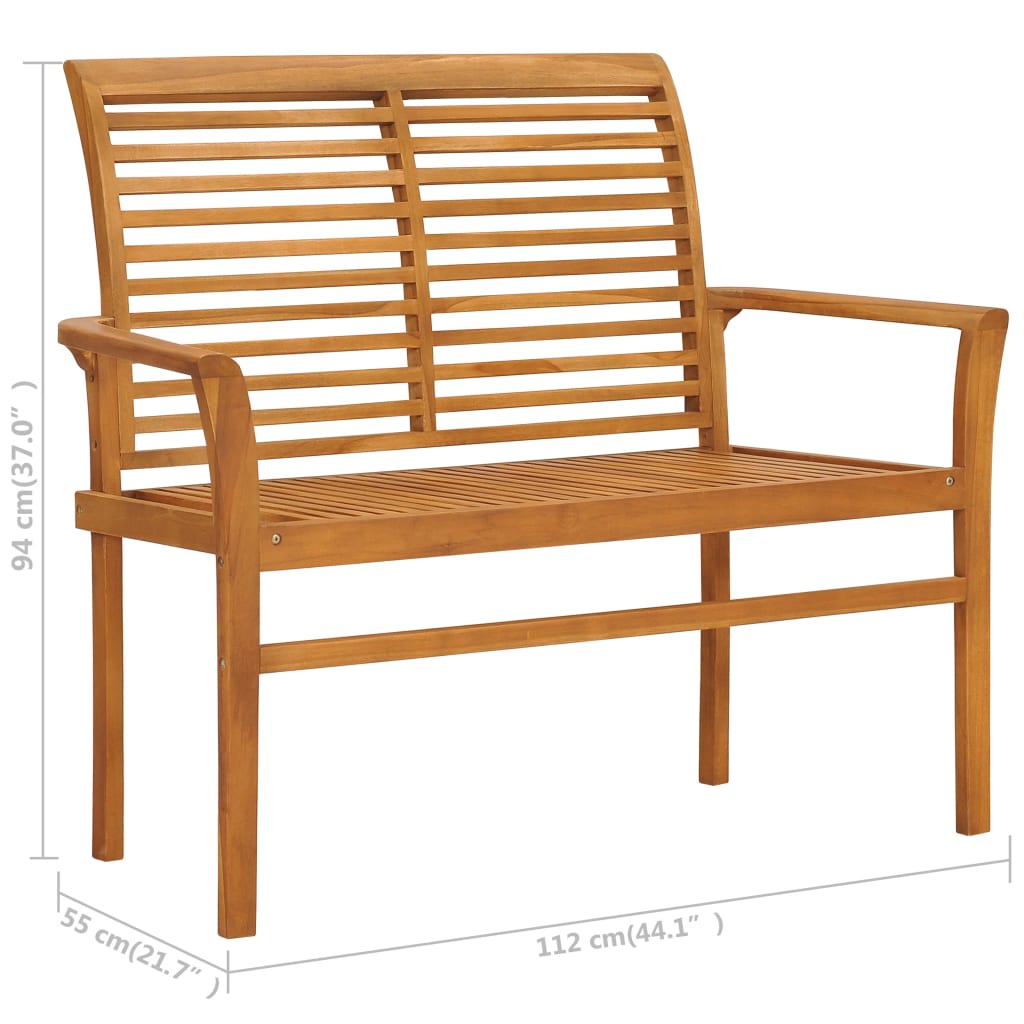 Panca da Giardino con Cuscino Antracite 112 cm in Legno di Teak - homemem39