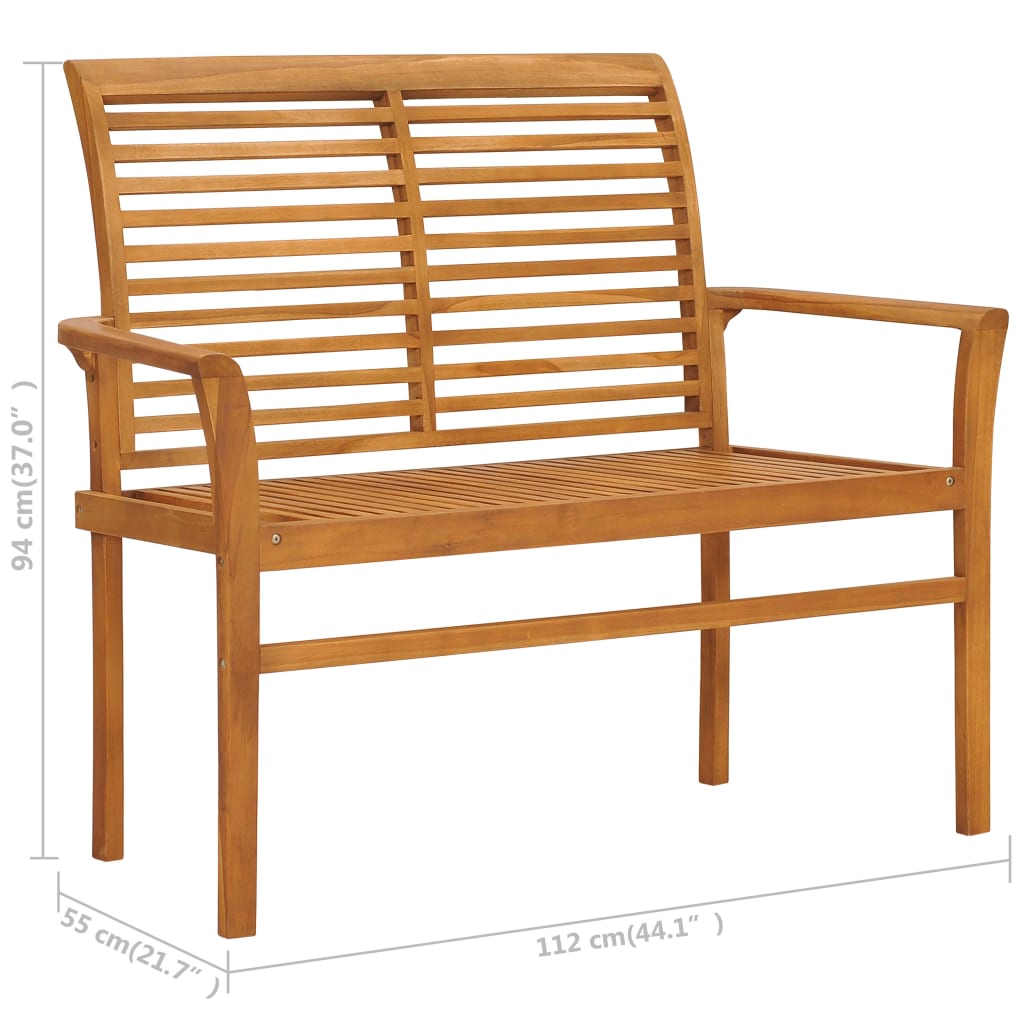 Panca da Giardino con Cuscino Grigio 112 cm in Legno di Teak - homemem39