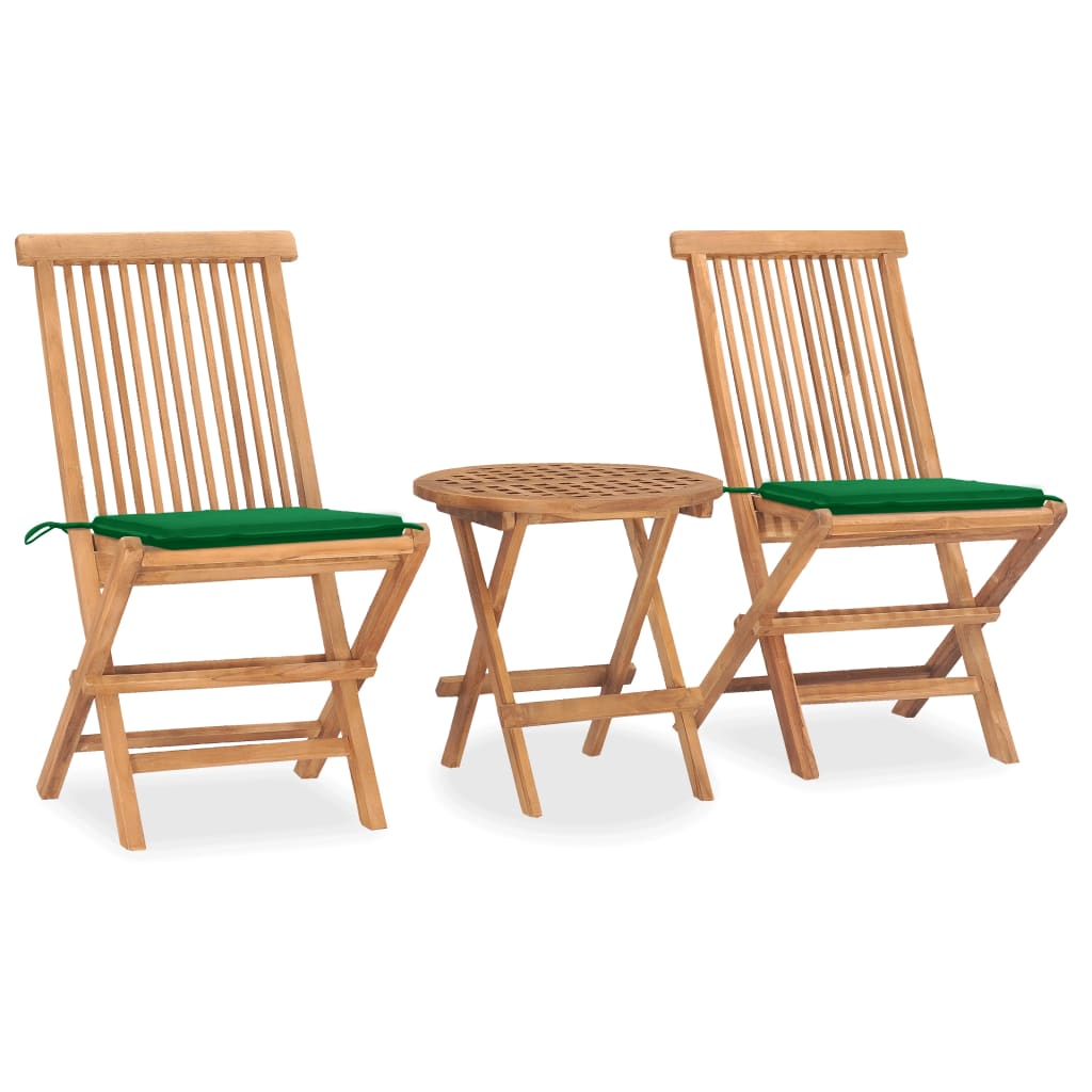 Set da Pranzo Giardino Pieghevole 3 pz Cuscino Massello di Teak - homemem39