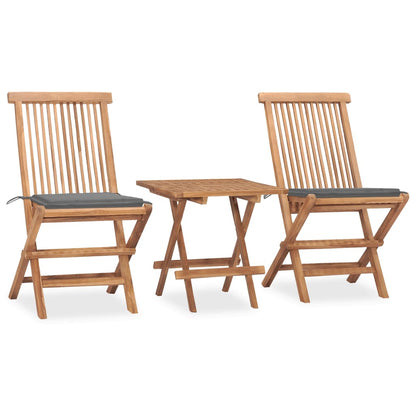 Set da Pranzo Giardino Pieghevole 3 pz Cuscino Massello di Teak - homemem39