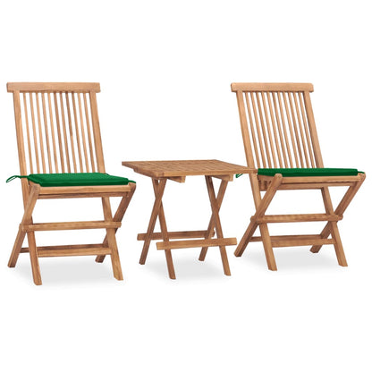 Set da Pranzo Giardino Pieghevole 3 pz Cuscino Massello di Teak - homemem39