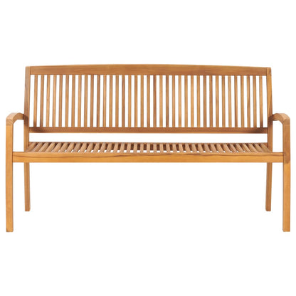 Panchina da Giardino Impilabile e Cuscino 159cm Teak Massello - homemem39