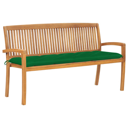 Panchina da Giardino Impilabile e Cuscino 159cm Teak Massello - homemem39