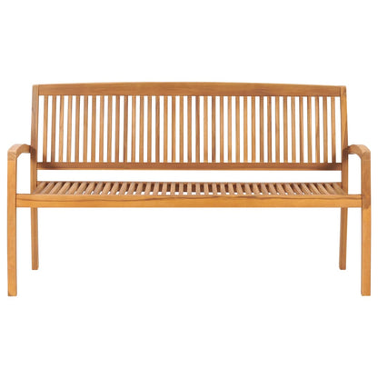 Panchina da Giardino Impilabile e Cuscino 159cm Teak Massello - homemem39