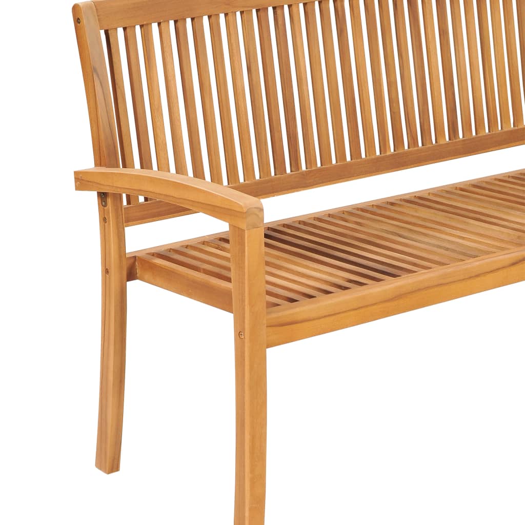 Panchina da Giardino Impilabile e Cuscino 159cm Teak Massello - homemem39