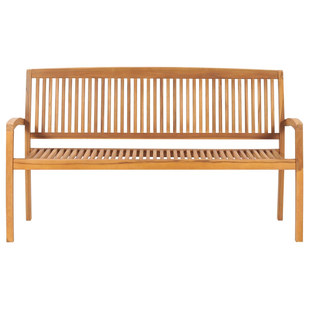 Panchina da Giardino Impilabile e Cuscino 159cm Teak Massello - homemem39