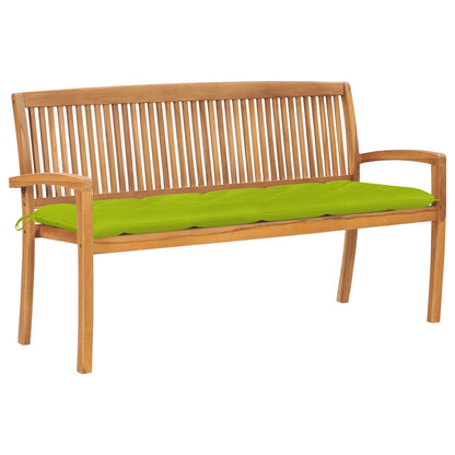 Panchina da Giardino Impilabile e Cuscino 159cm Teak Massello - homemem39