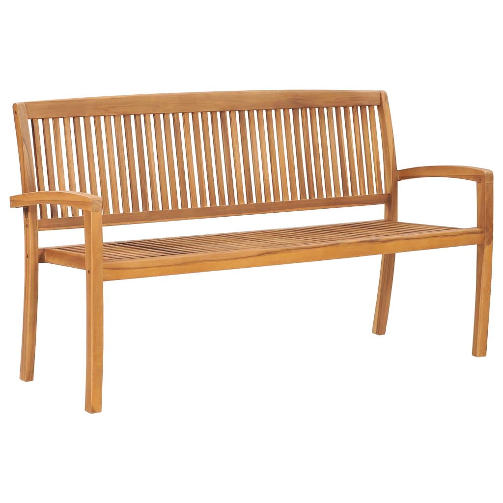 Panchina da Giardino Impilabile e Cuscino 159cm Teak Massello - homemem39