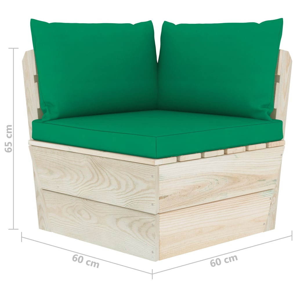 Divano da Giardino a 3 Posti su Pallet con Cuscini Legno Abete - homemem39