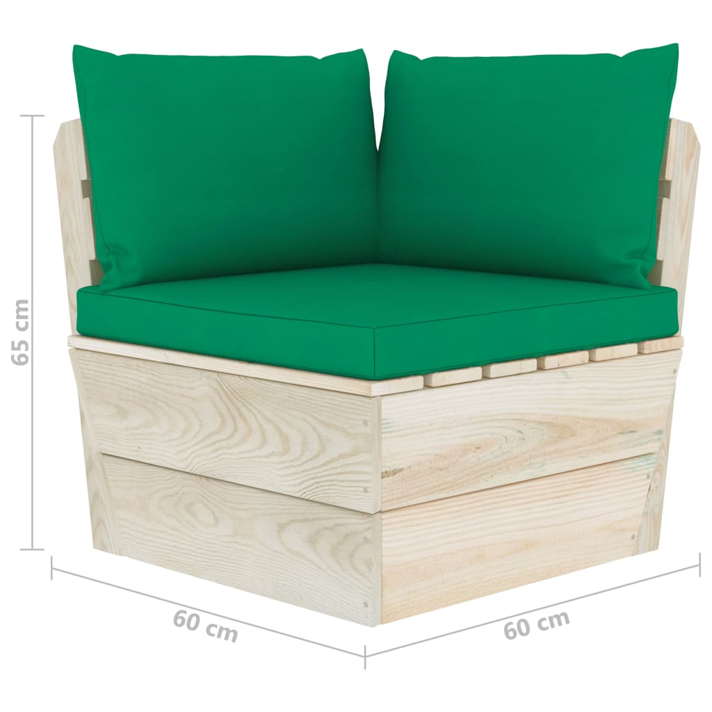 Divano da Giardino a 4 Posti su Pallet con Cuscini Legno Abete - homemem39