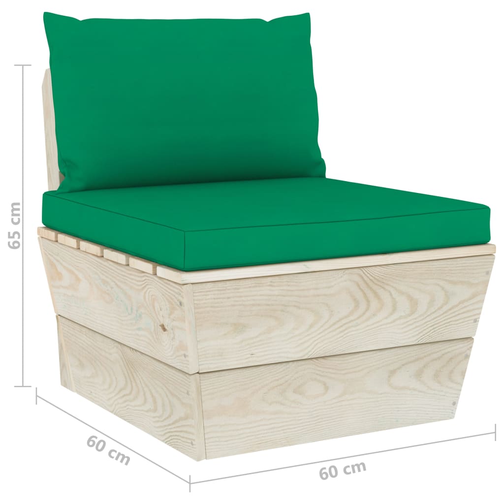 Divano da Giardino a 4 Posti su Pallet con Cuscini Legno Abete - homemem39