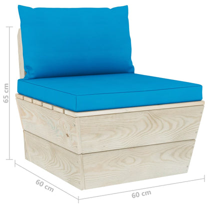 Set Divani da Giardino su Pallet 6 pz con Cuscini Legno Abete - homemem39