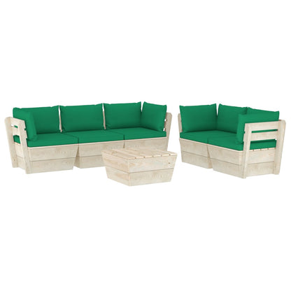 Set Divani da Giardino su Pallet 6 pz con Cuscini Legno Abete - homemem39