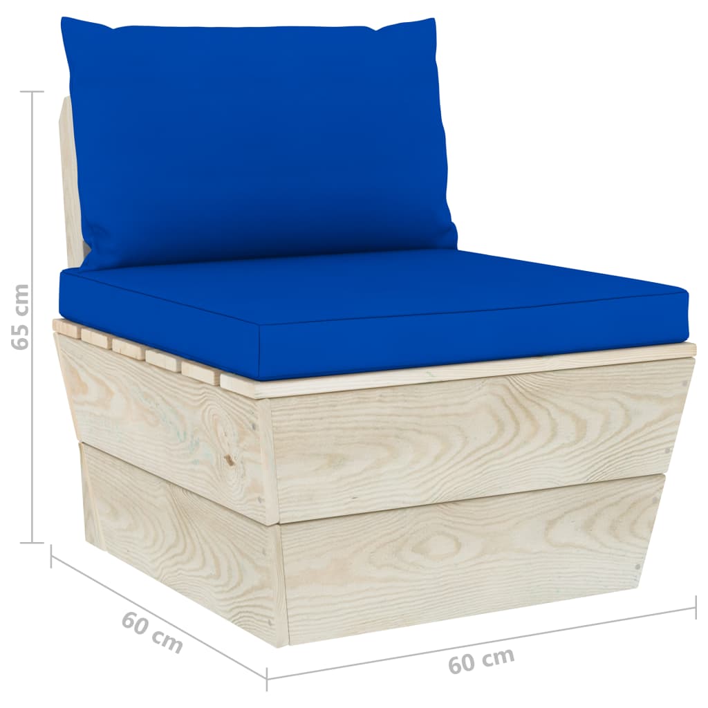 Set Divani da Giardino su Pallet 6 pz con Cuscini Legno Abete - homemem39