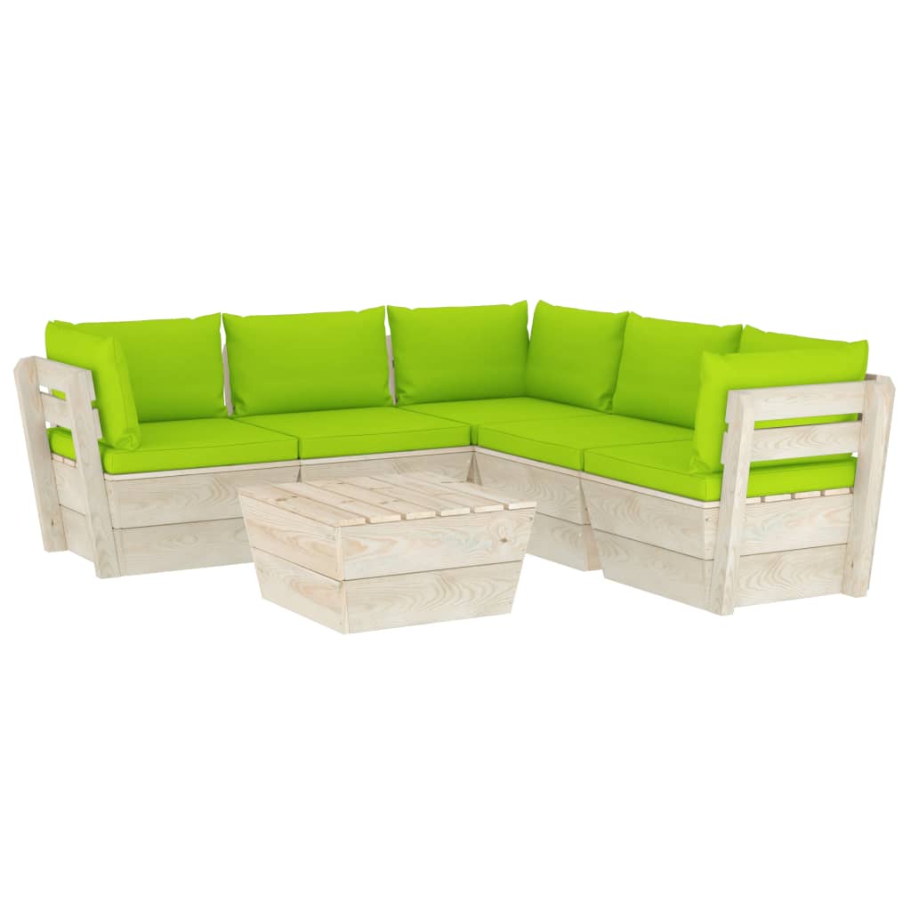 Set Divani da Giardino su Pallet 6 pz con Cuscini Legno Abete - homemem39