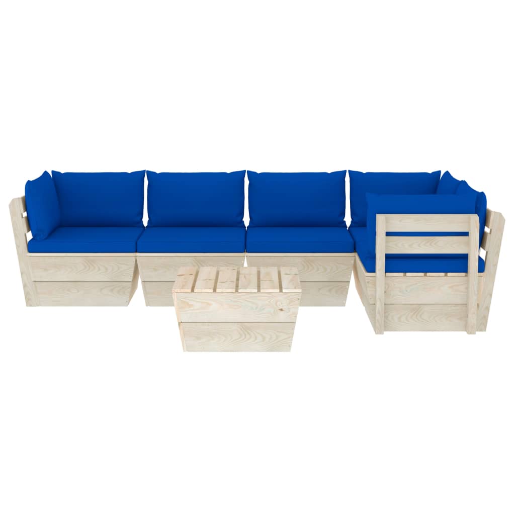 Set Divani da Giardino su Pallet 6 pz con Cuscini Legno Abete - homemem39