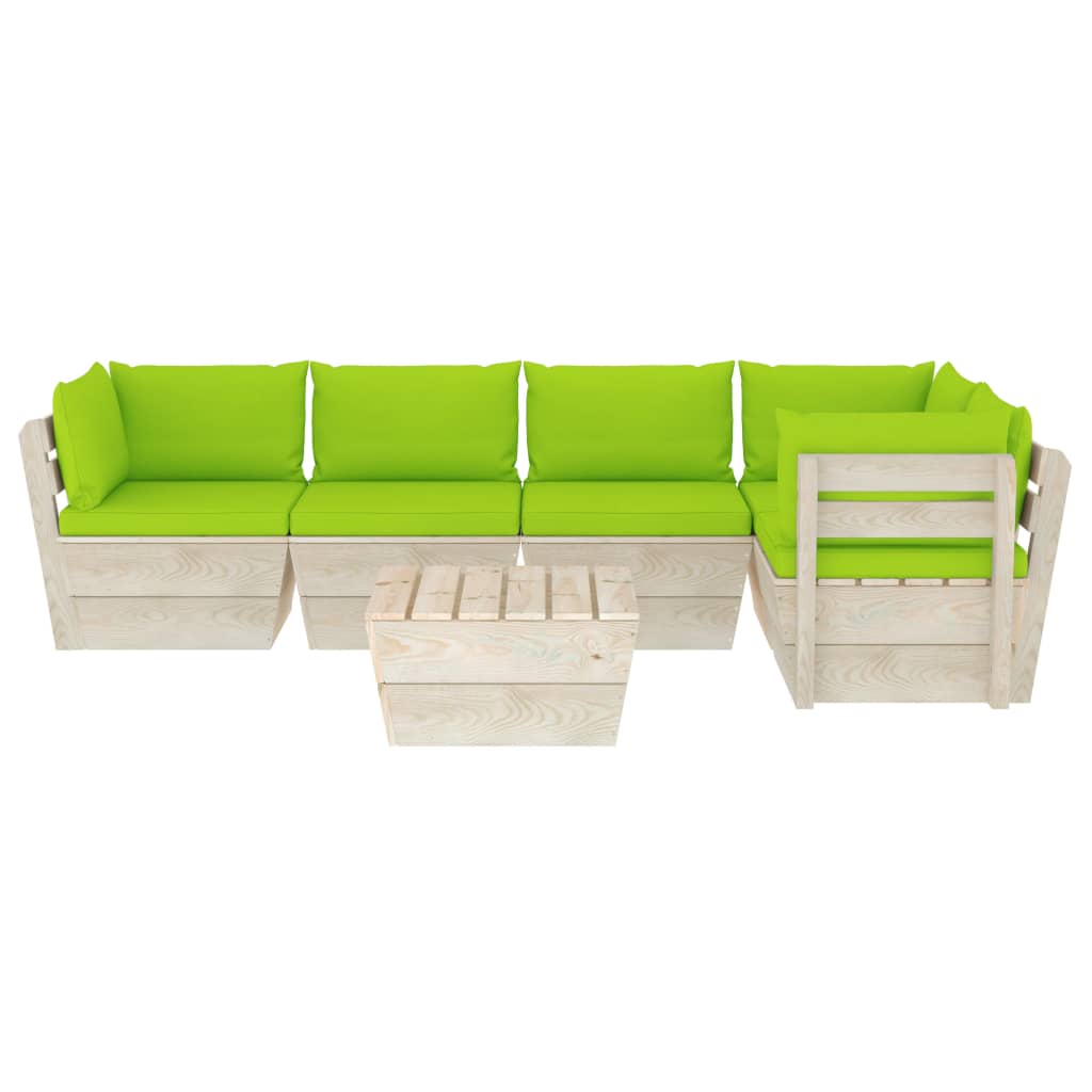 Set Divani da Giardino su Pallet 6 pz con Cuscini Legno Abete - homemem39