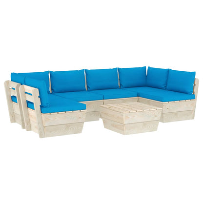 Set Divani da Giardino su Pallet 7 pz con Cuscini Legno Abete - homemem39