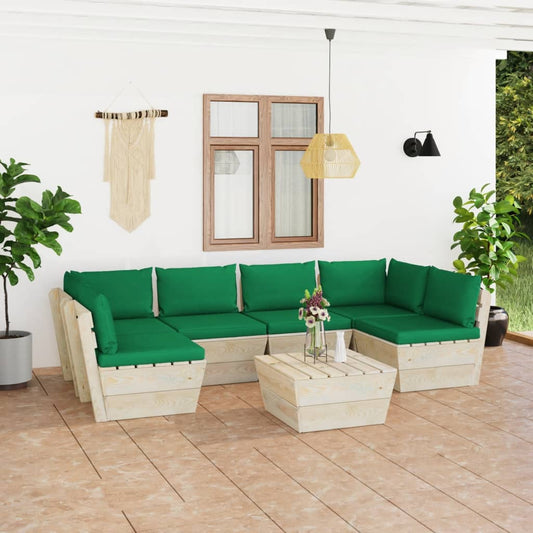 Set Divani da Giardino su Pallet 7 pz con Cuscini Legno Abete - homemem39