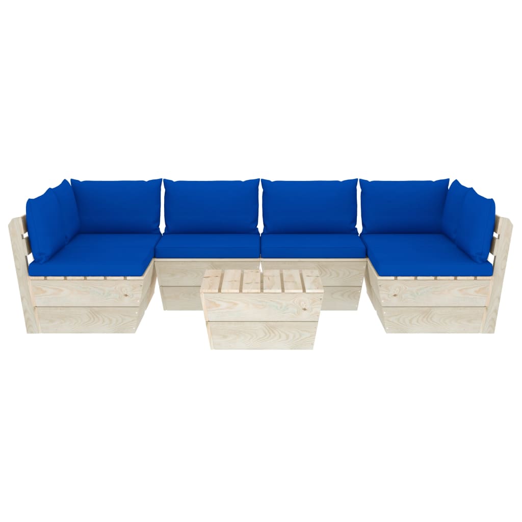 Set Divani da Giardino su Pallet 7 pz con Cuscini Legno Abete - homemem39