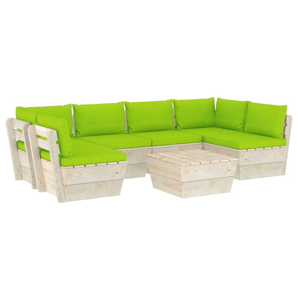 Set Divani da Giardino su Pallet 7 pz con Cuscini Legno Abete - homemem39