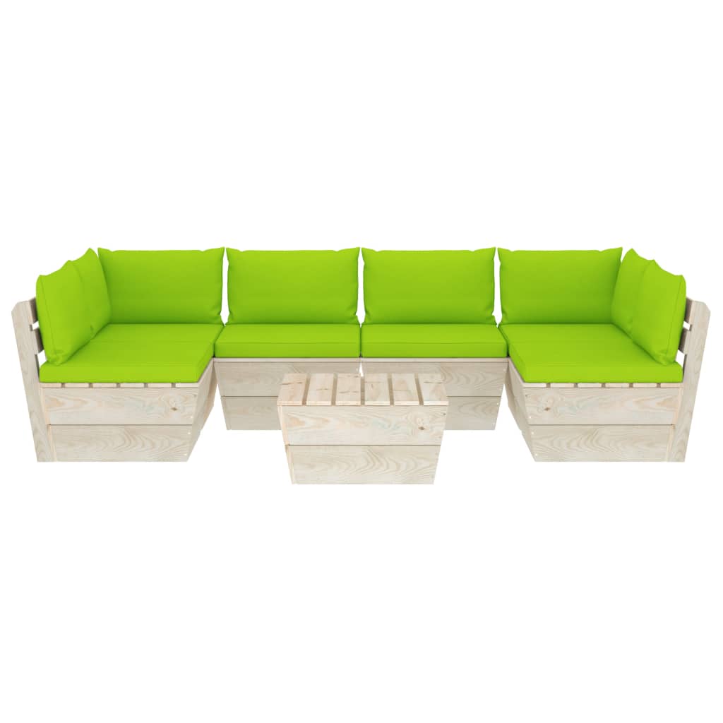 Set Divani da Giardino su Pallet 7 pz con Cuscini Legno Abete - homemem39