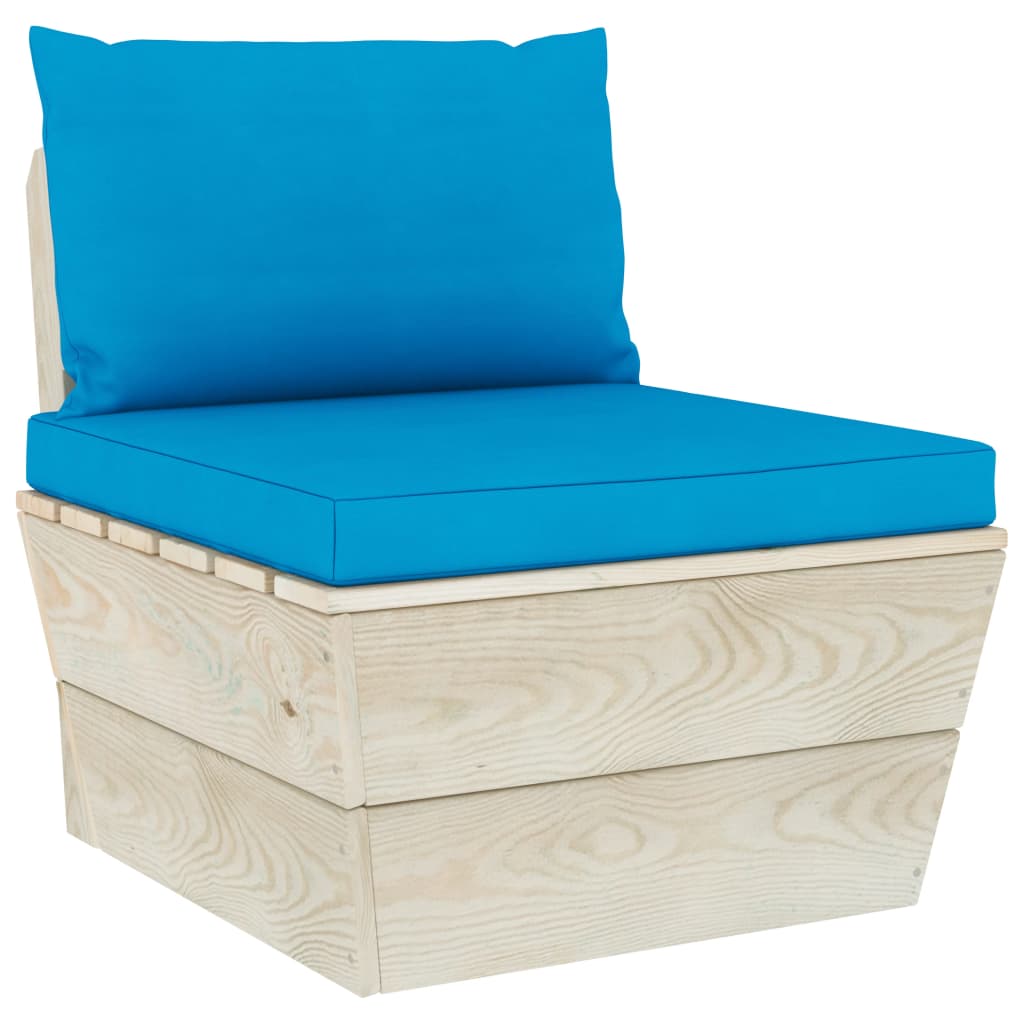 Set Divani da Giardino su Pallet 9 pz con Cuscini Legno Abete - homemem39