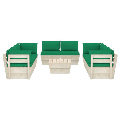 Set Divani da Giardino su Pallet 9 pz con Cuscini Legno Abete - homemem39