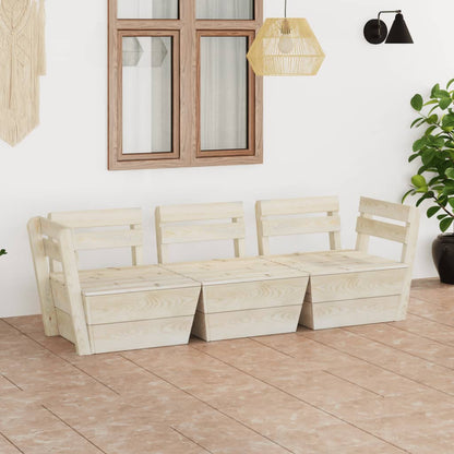 Divano da Giardino a 3 Posti su Pallet Legno Abete Impregnato - homemem39