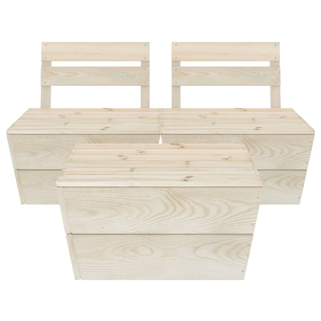 Set Divani da Giardino su Pallet 3 pz in Legno Abete Impregnato - homemem39