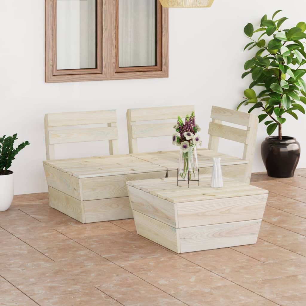 Set Divani da Giardino su Pallet 3 pz in Legno Abete Impregnato - homemem39