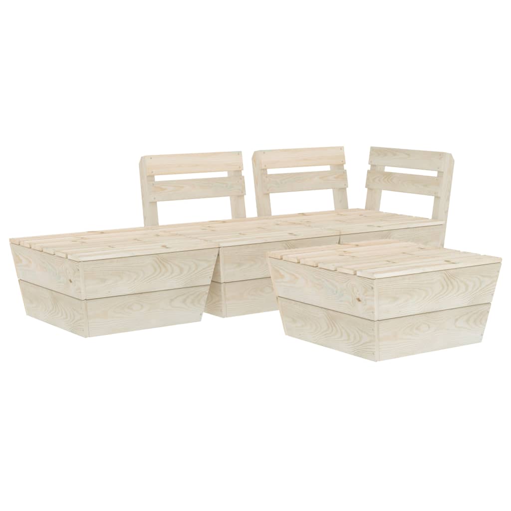 Set Divani da Giardino su Pallet 4 pz in Legno Abete Impregnato - homemem39