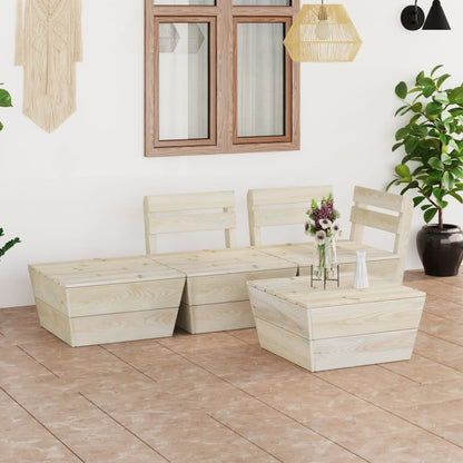 Set Divani da Giardino su Pallet 4 pz in Legno Abete Impregnato - homemem39